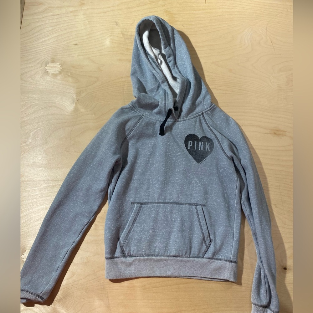 Victoria's Secret PINK Gray Hoodie with Heart Detail Small (PU)